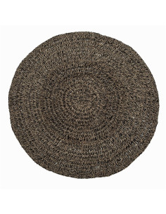 Tapis Rond 150 cm en Raphia Sisal Palmier Noir The Seagrass 