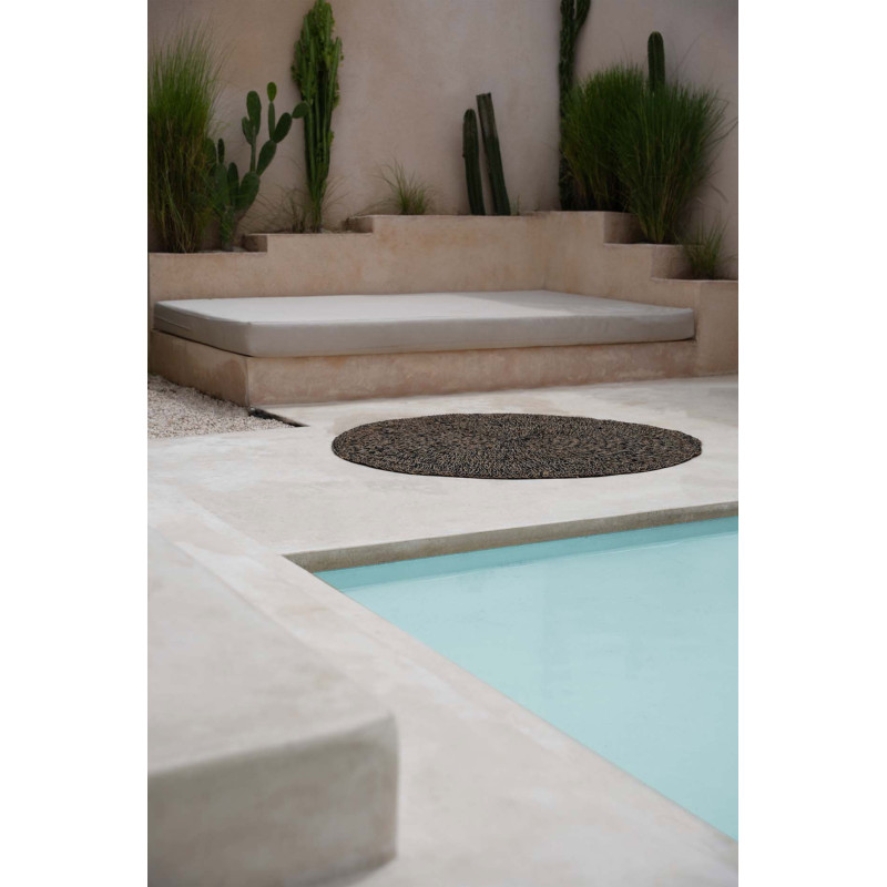 Tapis Rond 150 cm en Raphia Sisal Palmier Noir The Seagrass 