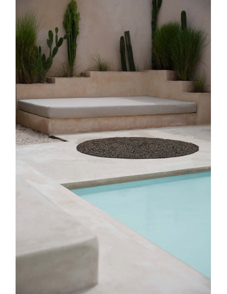 Tapis Rond 150 cm en Raphia Sisal Palmier Noir The Seagrass 