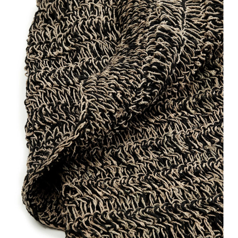Tapis Rond 150 cm en Raphia Sisal Palmier Noir The Seagrass 