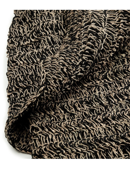 Tapis Rond 150 cm en Raphia Sisal Palmier Noir The Seagrass 