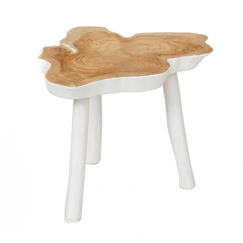 Table d'appoint originale Organique en Bois de teck Blanc Naturel The Organic 