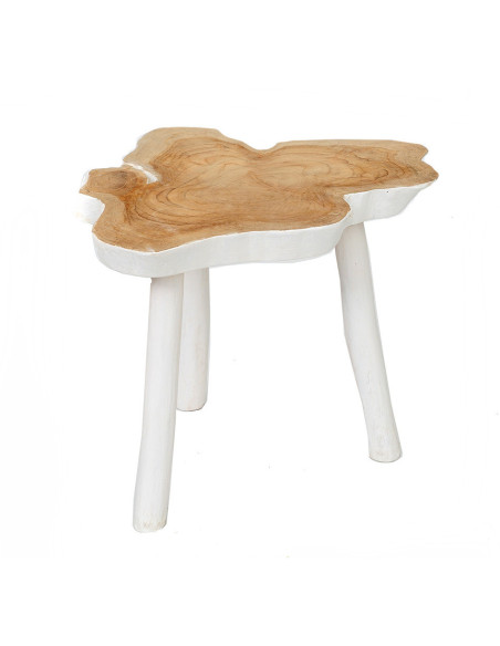 Table d'appoint originale Organique en Bois de teck Blanc Naturel The Organic 