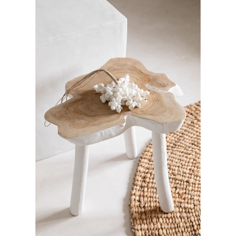 Table d'appoint originale Organique en Bois de teck Blanc Naturel The Organic 