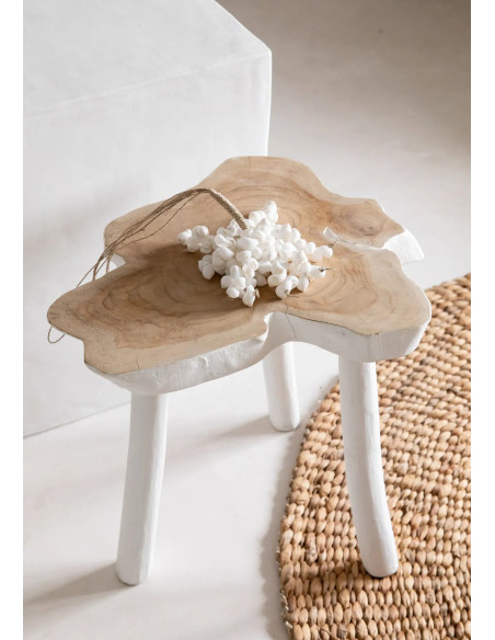 Table d'appoint originale Organique en Bois de teck Blanc Naturel The Organic 