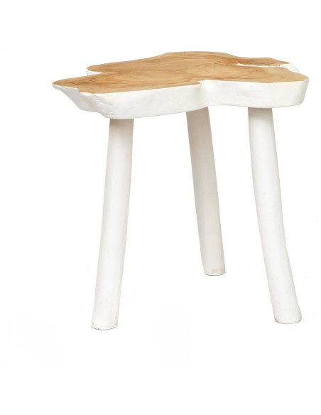 Table d'appoint originale Organique en Bois de teck Blanc Naturel The Organic 