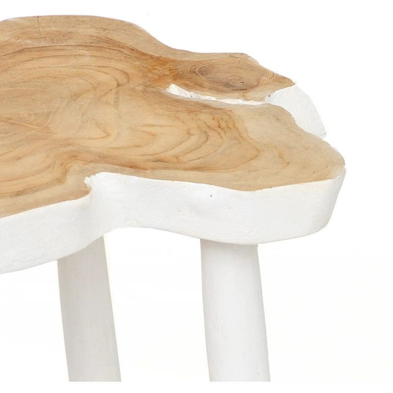 Table d'appoint originale Organique en Bois de teck Blanc Naturel The Organic 