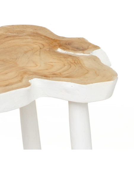 Table d'appoint originale Organique en Bois de teck Blanc Naturel The Organic 