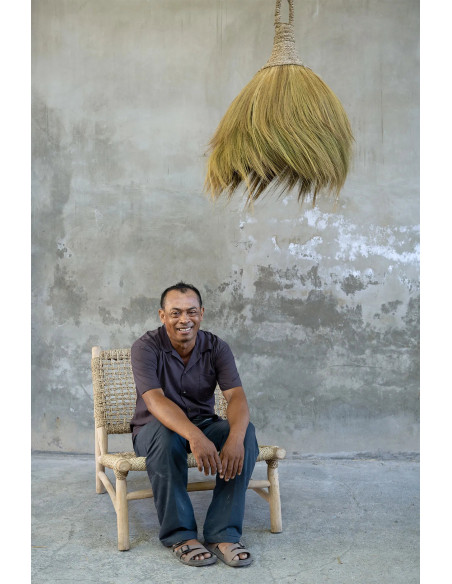 Abat jour Bohème chic pour suspension 50 cm en Herbe Medong Naturel The Makiki 