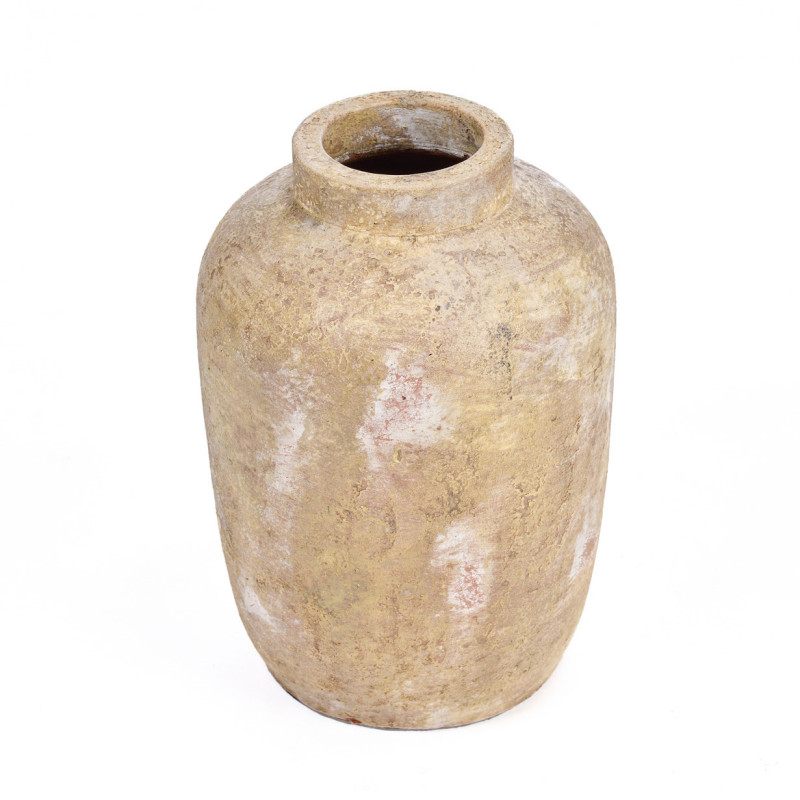 Vase style brut organique Jarre H 30 cm Terre cuite Crème Vieilli The Clay Echo 