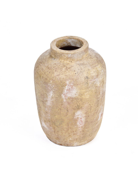 Vase style brut organique Jarre H 30 cm Terre cuite Crème Vieilli The Clay Echo 