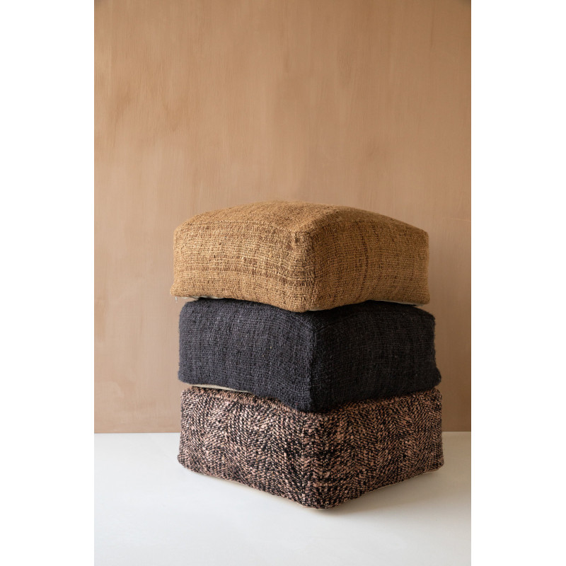 Pouf original ethnic chic Carré en Coton Noir Bleu marine The Oh My Gee 