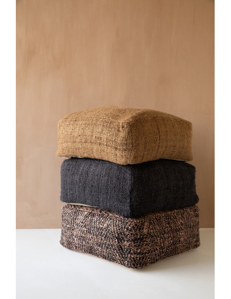 Pouf original ethnic chic Carré en Coton Noir Bleu marine The Oh My Gee 