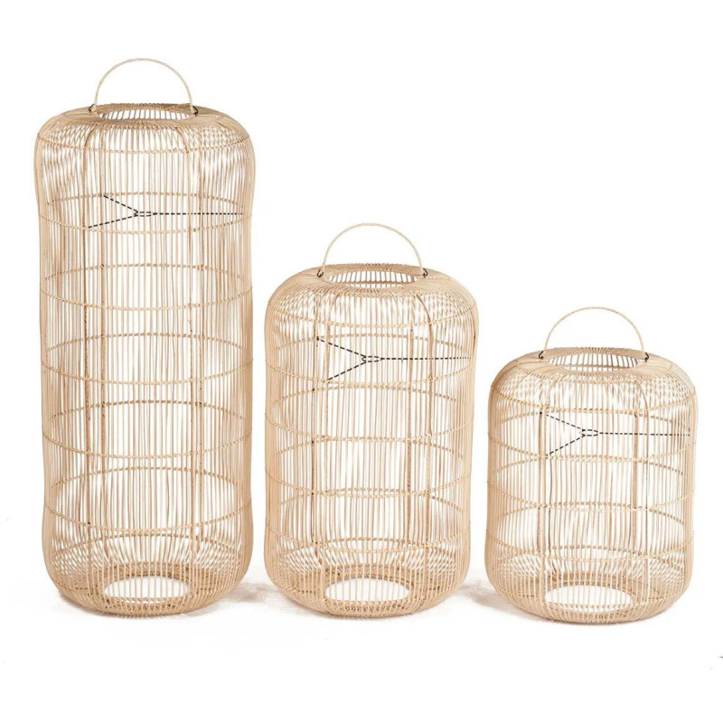 Grand Abat-jour bohème chic Hauteur 80 cm Rotin Naturel Tressé The Bozelo 