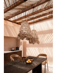 Abat-jour pour suspension 53 cm Herbe d'Abaca Naturel avec franges The Jelly Fish 