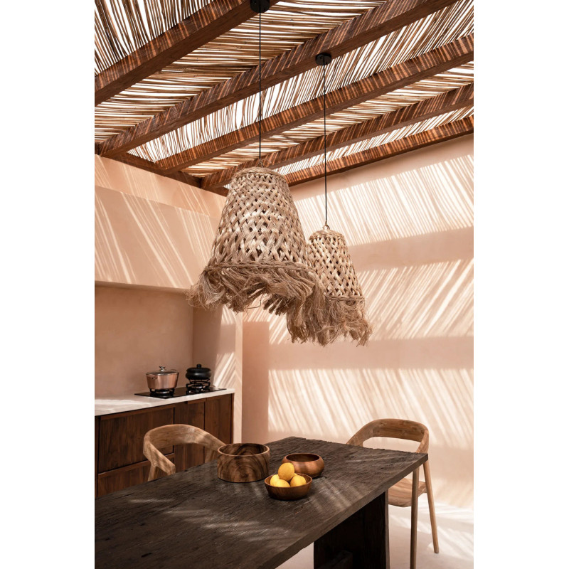 Abat-jour pour suspension 53 cm Herbe d'Abaca Naturel avec franges The Jelly Fish 