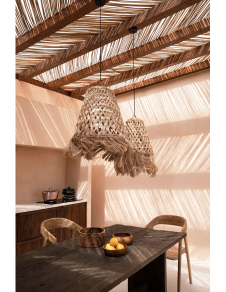 Abat-jour pour suspension 53 cm Herbe d'Abaca Naturel avec franges The Jelly Fish 