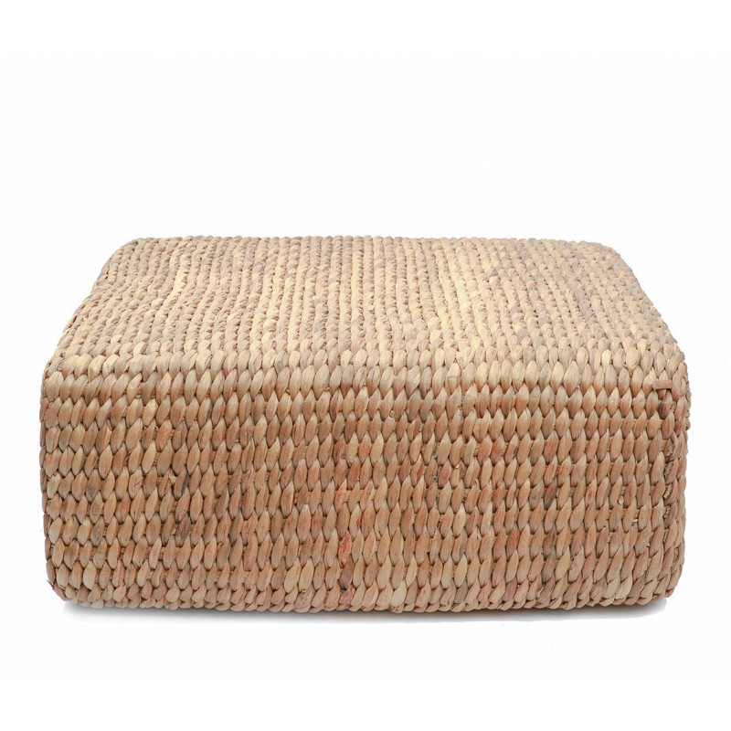 Pouf bohème chic Carré en Jacinthe d'eau Naturel The Hyacinth 