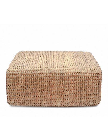 Pouf bohème chic Carré en Jacinthe d'eau Naturel The Hyacinth 
