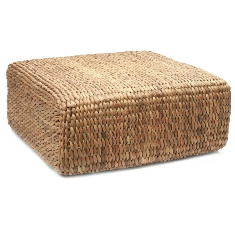 Pouf bohème chic Carré en Jacinthe d'eau Naturel The Hyacinth 