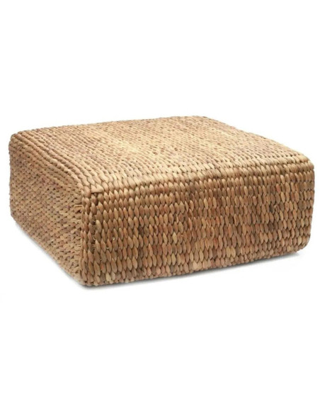 Pouf bohème chic Carré en Jacinthe d'eau Naturel The Hyacinth 