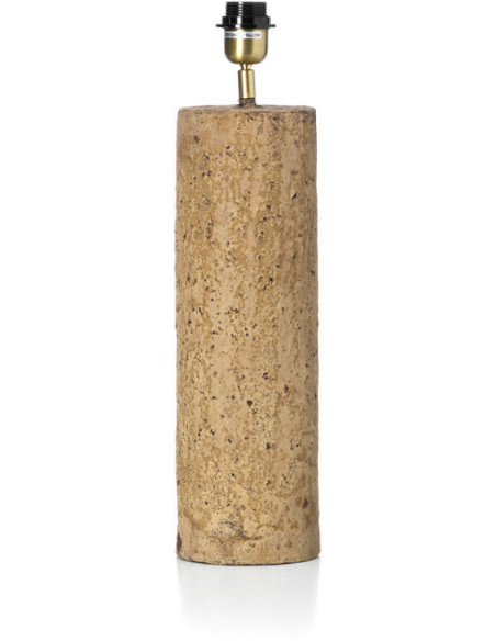 Grande Lampe à poser ethnique chic cylindre H 65 cm Papier mâché Brun terre Tissu Beige The Totem 