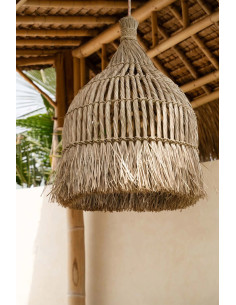 Abat-jour pour suspension 50 cm Herbe Mendong Naturel avec franges The Guagua 