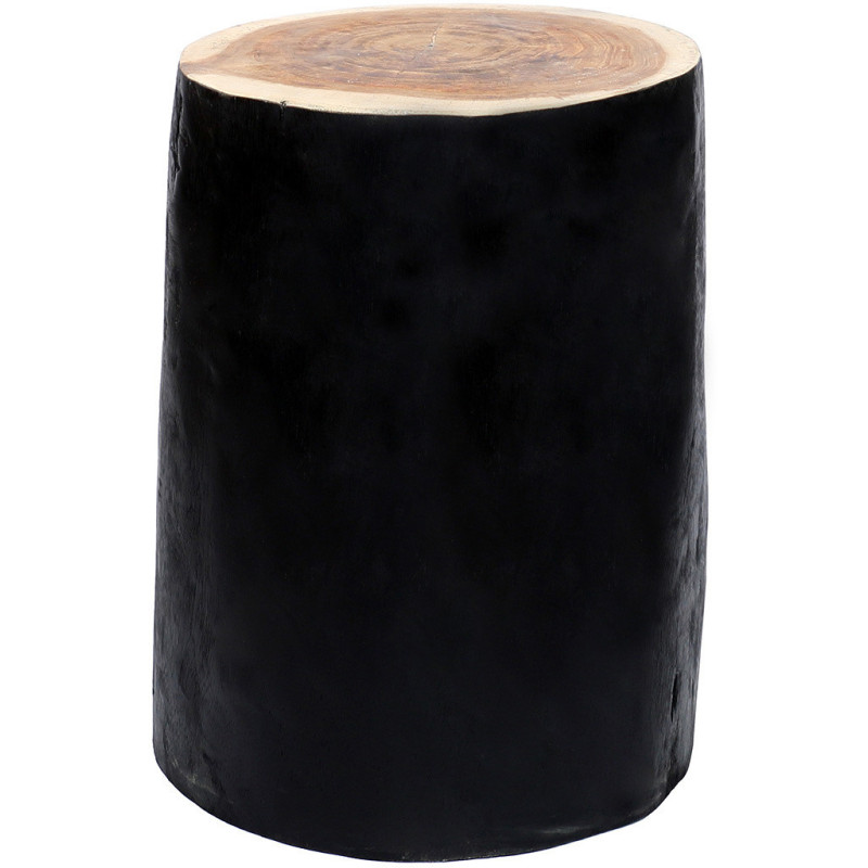 Tabouret original Rond en Bois de teck Noir Naturel The Tribe 