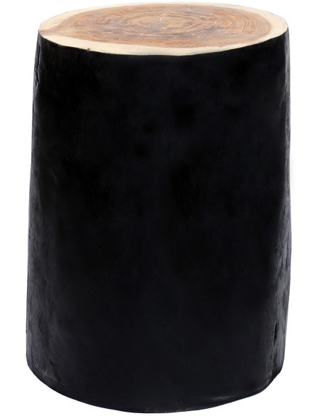 Tabouret original Rond en Bois de teck Noir Naturel The Tribe 