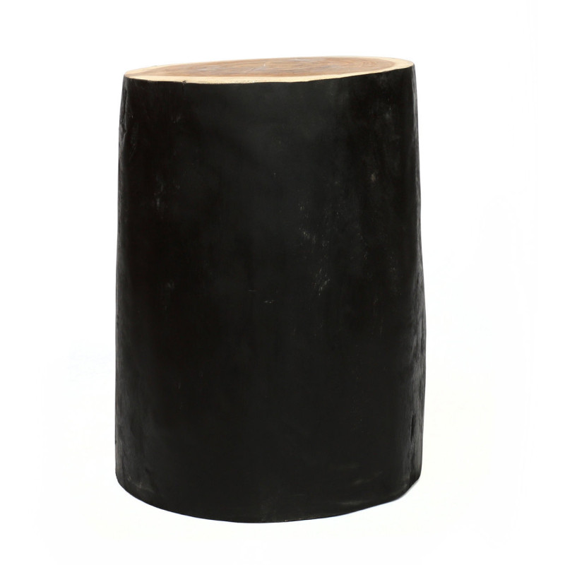 Tabouret original Rond en Bois de teck Noir Naturel The Tribe 