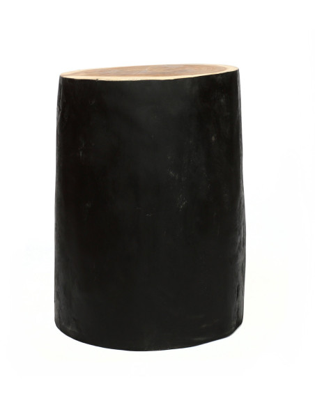 Tabouret original Rond en Bois de teck Noir Naturel The Tribe 