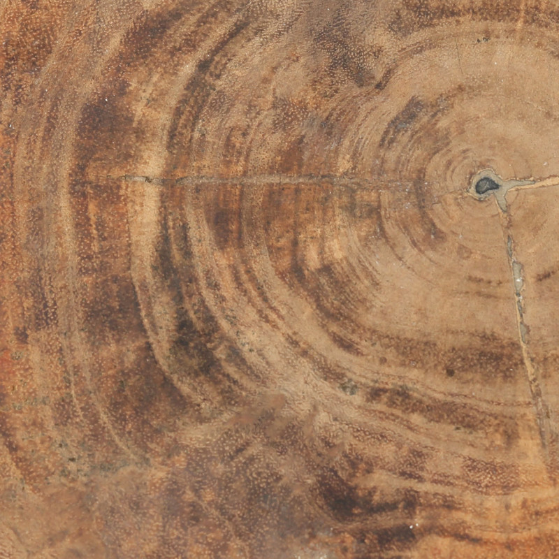 Tabouret original Rond en Bois de teck Noir Naturel The Tribe 