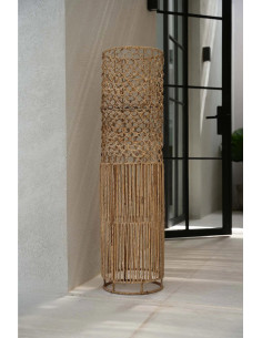 Grand Abat-jour bohème cylindre Hauteur 116 cm Feuille de bananier Naturel Tressé The Takuhanki 