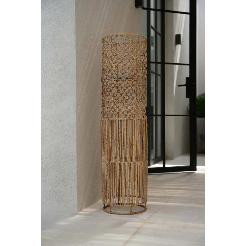 Grand Abat-jour bohème cylindre Hauteur 116 cm Feuille de bananier Naturel Tressé The Takuhanki 