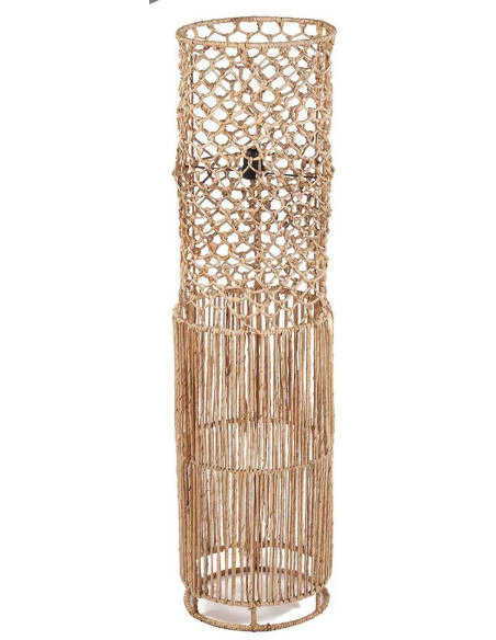 Grand Abat-jour bohème cylindre Hauteur 116 cm Feuille de bananier Naturel Tressé The Takuhanki 