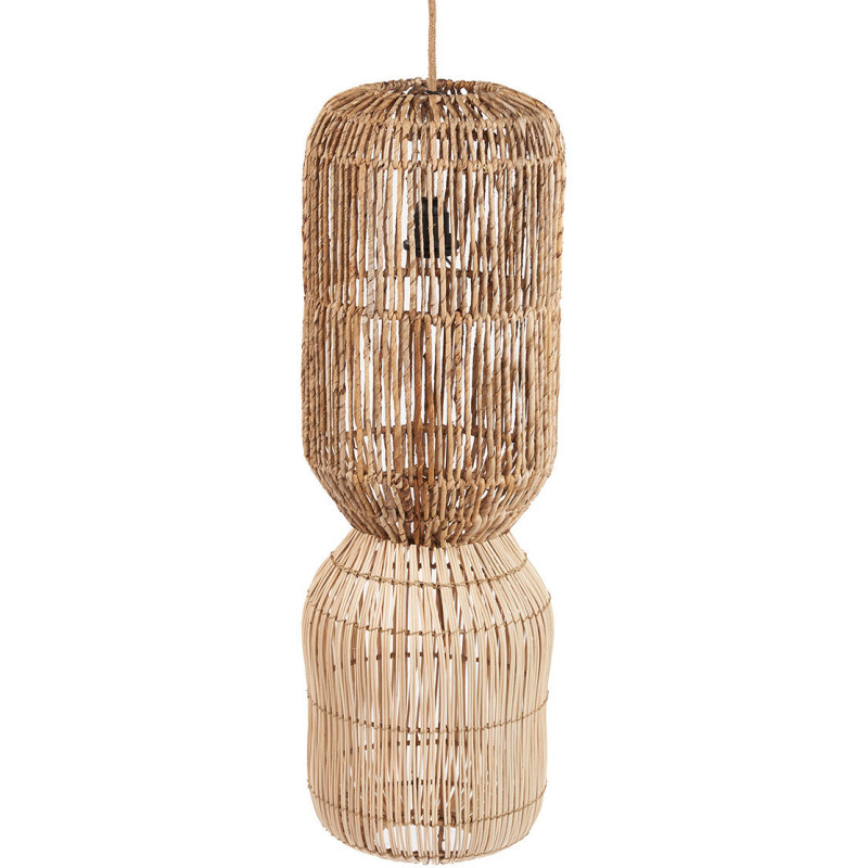 Abat-jour bohème Cylindre Hauteur 80 cm Feuille de bananier Rotin Naturel Tressé The ChemChem 