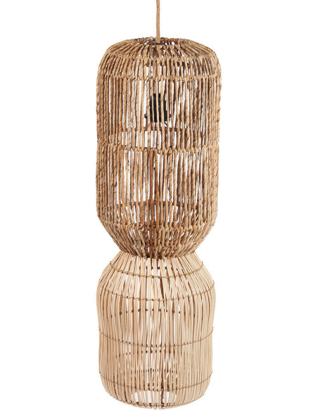 Abat-jour bohème Cylindre Hauteur 80 cm Feuille de bananier Rotin Naturel Tressé The ChemChem 