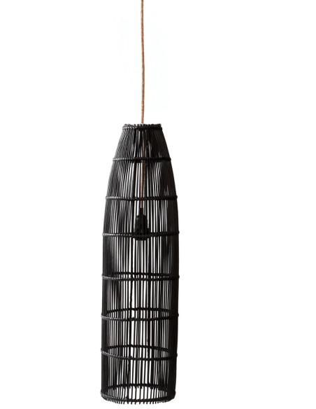 Abat-jour pour suspension 23 cm Rotin Noir The Fish Trap 