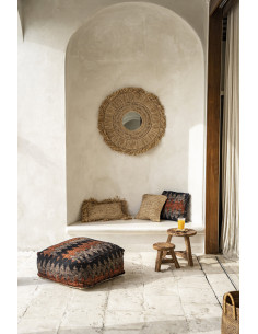 Tabouret rustique Rond Hauteur 45 cm en Bois de teck recyclé Naturel The Yatai 