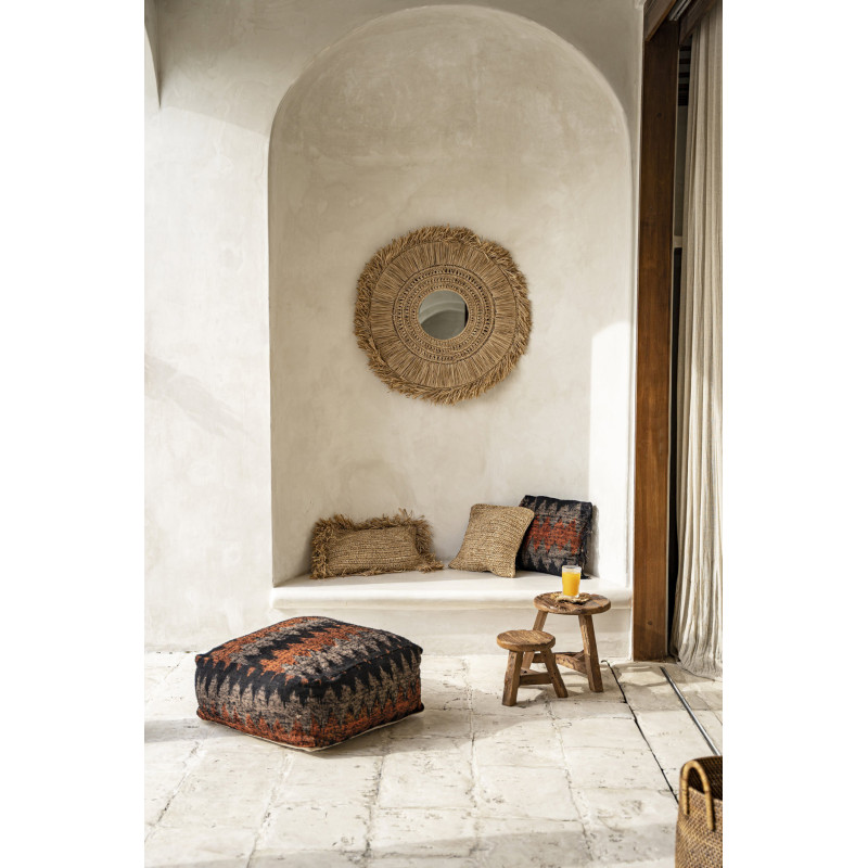 Tabouret rustique Rond Hauteur 45 cm en Bois de teck recyclé Naturel The Yatai 