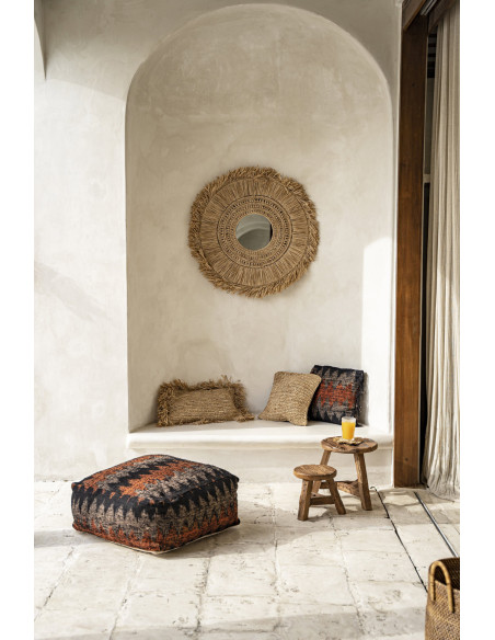 Tabouret rustique Rond Hauteur 45 cm en Bois de teck recyclé Naturel The Yatai 