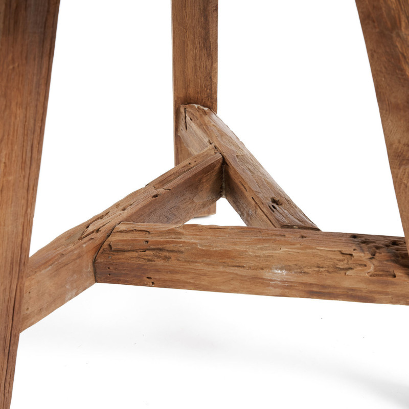 Tabouret rustique Rond Hauteur 45 cm en Bois de teck recyclé Naturel The Yatai 