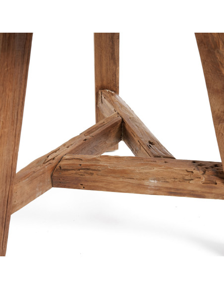 Tabouret rustique Rond Hauteur 45 cm en Bois de teck recyclé Naturel The Yatai 