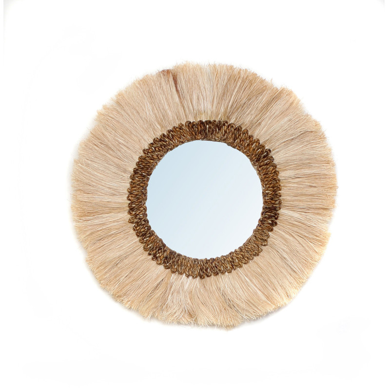 Miroir Mural Rond 60 cm en Herbe Naturel The Mowgli 