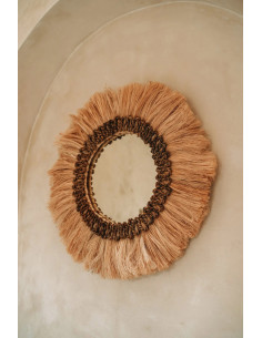 Miroir Mural Rond 60 cm en Herbe Naturel The Mowgli 