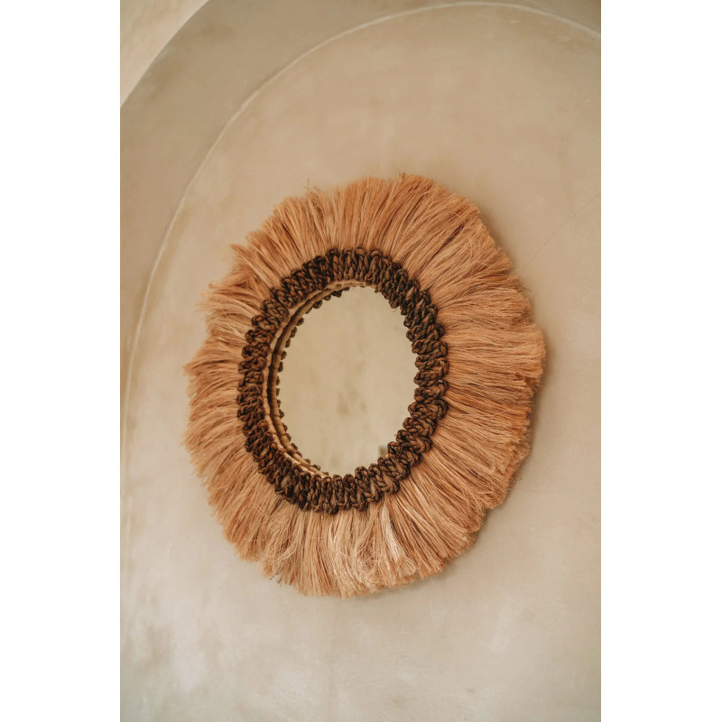 Miroir Mural Rond 60 cm en Herbe Naturel The Mowgli 