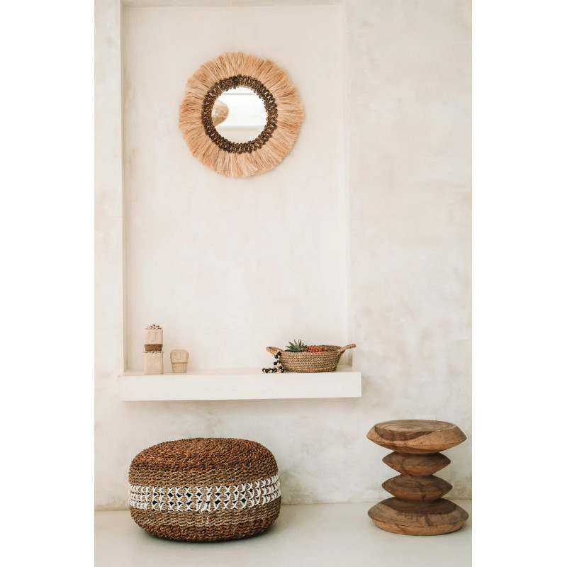 Miroir Mural Rond 60 cm en Herbe Naturel The Mowgli 