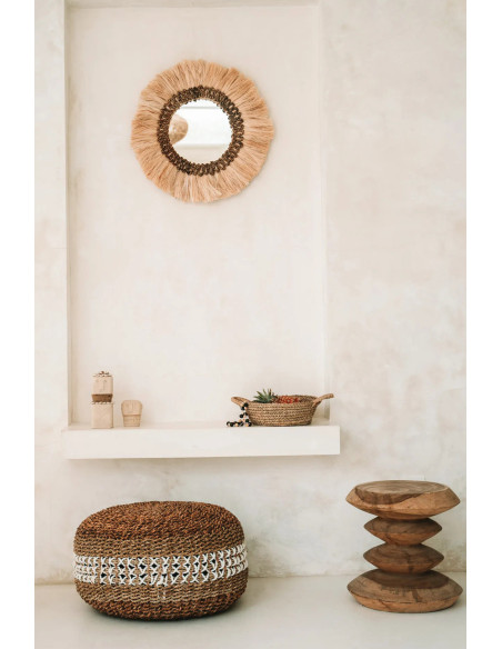 Miroir Mural Rond 60 cm en Herbe Naturel The Mowgli 