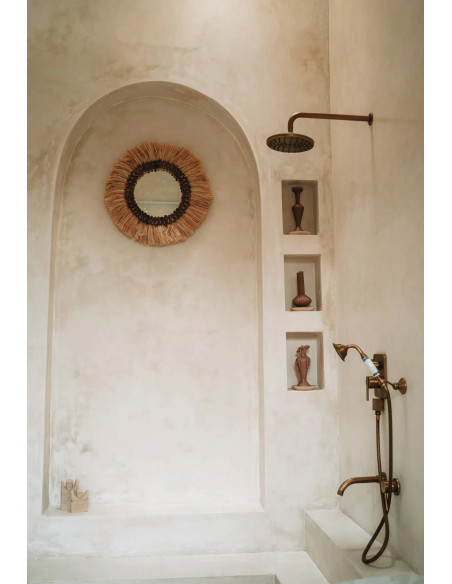 Miroir Mural Rond 60 cm en Herbe Naturel The Mowgli 