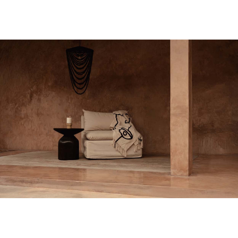 Plaid XXL original Ethnique chic 240x128 en Coton Naturel Noir Avec franges The Evil Eye 